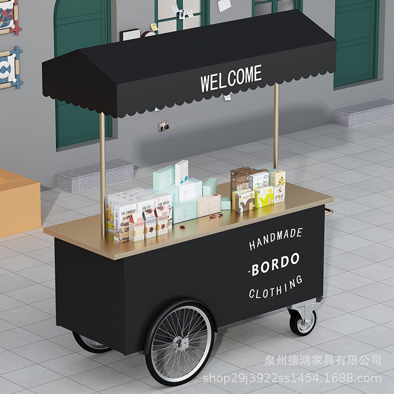 Carro de bocadillos móviles en línea, carro comercial, mercado nocturno, restaurante de hierro forjado, centro comercial, carro de exhibición, supermercado, carro de promoción, puesto de venta