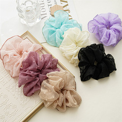 Japanese-Korean Style Summer Pom-Pom Mesh Fabric Large Elastic Hairband Headwear Instagram-Friendly Women's Hair Tie for Ponytails