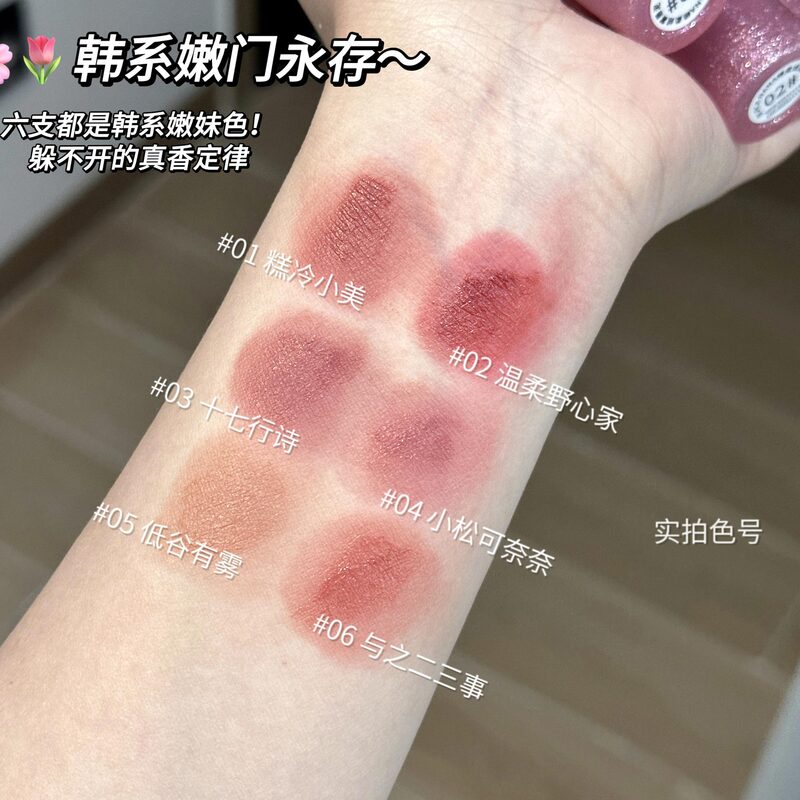 ブラックNANA綿柔絨霧唇泥マット霧面唇釉薬素顔白灰色ピンク色落ちしにくい口紅|undefined