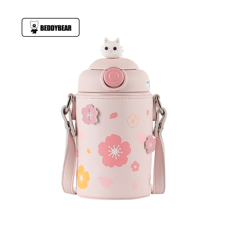 Oso de los niños serie completa taza de vacío bebé taza de agua con paja jardín de infantes al por mayor beber hervidor de agua taza de regalo caja