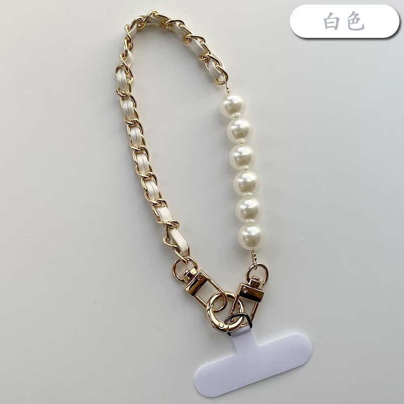 Alta calidad, pequeña fragancia, perla, cadena portátil, bolsa de cuero de metal, colgante, colgante, camioneta, muñeca, funda para teléfono móvil, cordón
