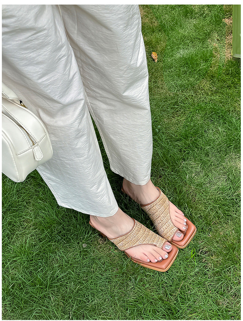 Dép sandal cao gót nữ hở mũi kiểu Pháp đan chéo, gót cao 9 cm, đế mềm — Màu cà phê (Nâu) chi tiết 11