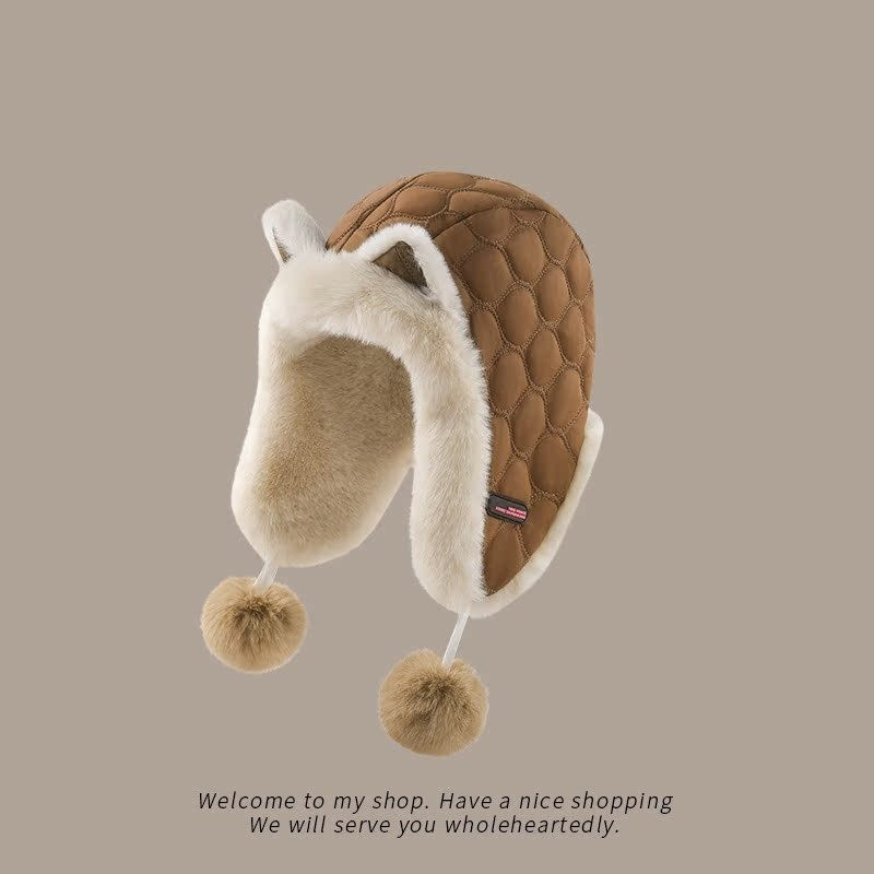 Bonita oreja de zorro, gorra de leifeng, gorra de invierno para mujeres, gorra de cabina caliente a prueba de viento y frío del noreste