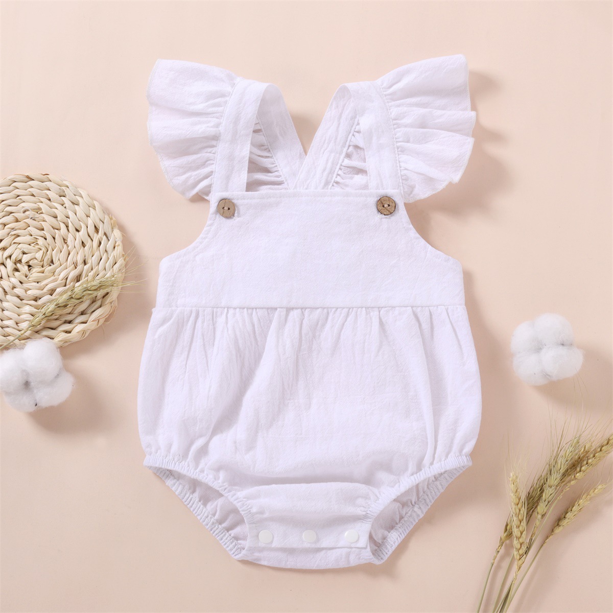 Fashion Solid Color Cotton Baby Rompers display picture 2