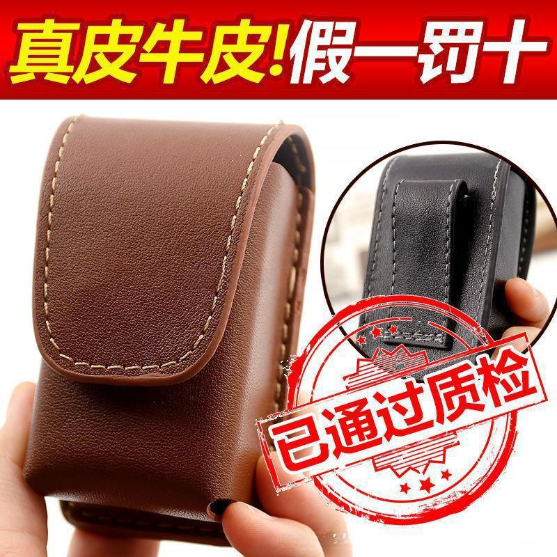 First-Layer Cowhide Genuine Leather Foldableing Reading Glasses Case, Anti-Pressure Wearable Belt Hanging Waist Bag, Men's Leather Case, Portable
