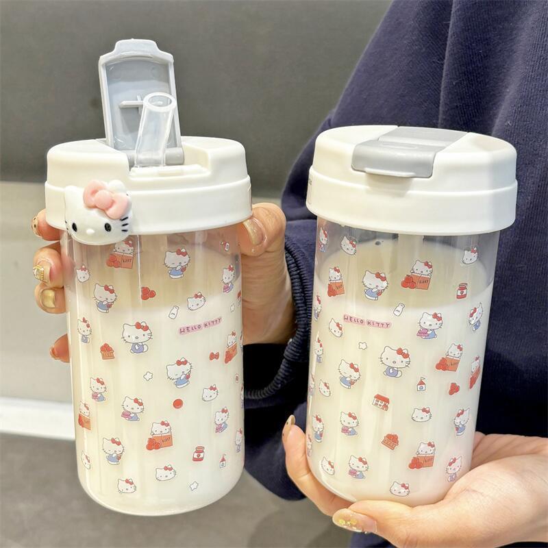 hellokitty大容量吸管杯女生可愛卡通學生塑料杯耐摔耐高溫杯子