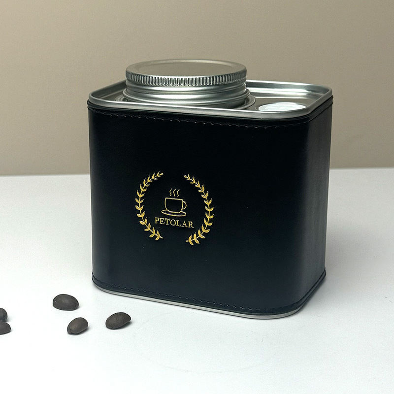 Coffee Bean Sealed Jar, High-Looking Coffee Powder Storage Jar, One-Way Exhaust Storage Jar, Tea Bean Powder Metal Iron Box