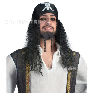 Halloween Headwear Captain Pirate Hat Wig Christmas COS Pirate Wig