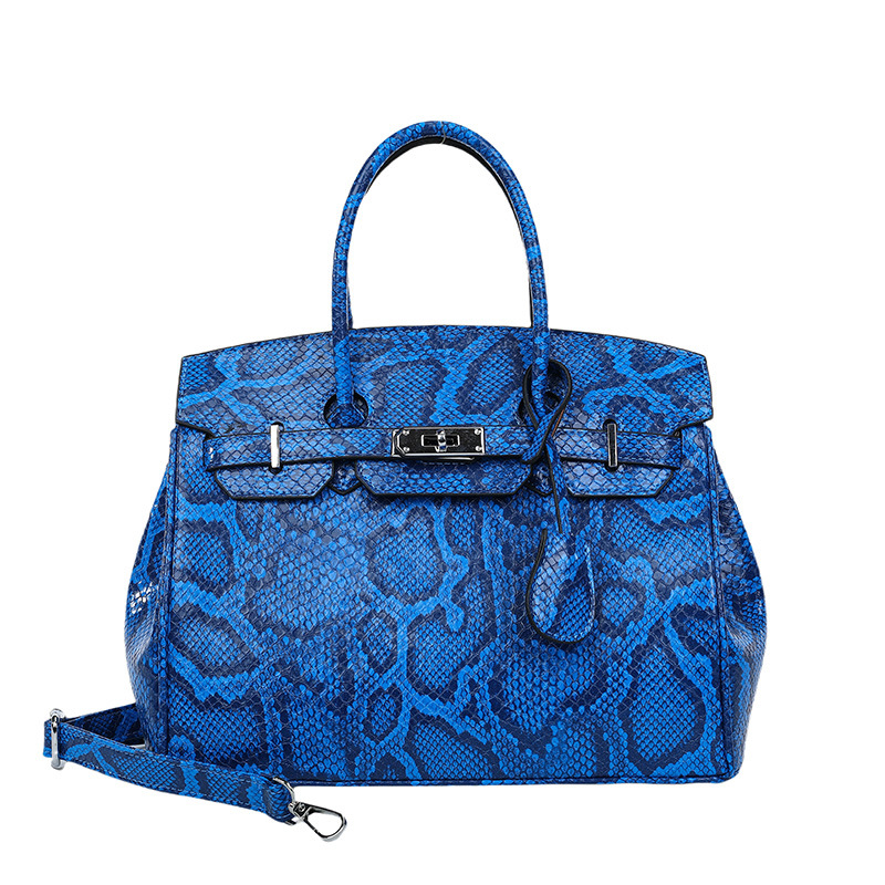 Amazon venta caliente de alta gama patrón de pitón bolso portátil Tote para mujer de alta calidad de gran capacidad bolso de mensajero de un solo hombro