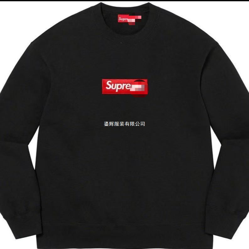 sup original label classic logo embroidered fleece-lined crew neck pullover American style trendy sweatshirt, unisex