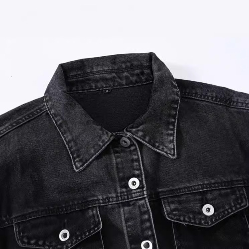 Trendy Hong Kong Style Street Denim Jacket Women's Spring and Autumn New Retro Black High Waist Chic Denim Short Jacket Top