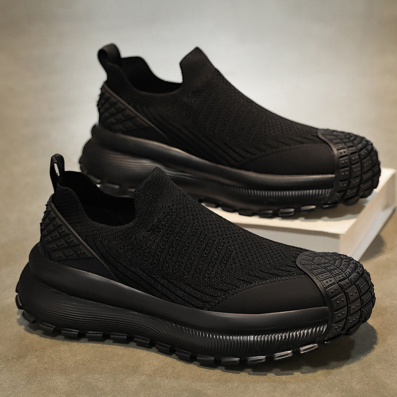 Zapatos para hombre, estilo nuevo primavera 2026, zapatos sin cordones para hombre, transpirables, de malla fina, tipo calcetín, con suela gruesa tipo neumático, para deportes casuales.