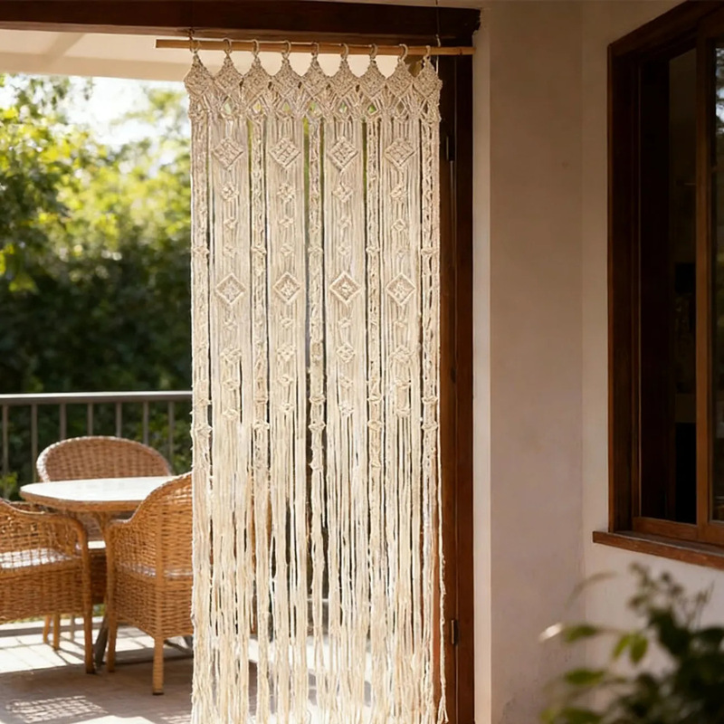 Hand-Woven Door Curtain, Cotton Thread Decorative Partition Tapestry, Suitable for Homestay, Living Room, Bedroom, Dormitory, Woven Curtains and Window Screens Hand-Woven Door Curtain, Cotton Thread Decorative Partition Tapestry, Suitable for Homestay, Living Room, Bedroom, Dormitory, Woven Curtains and Window Screens