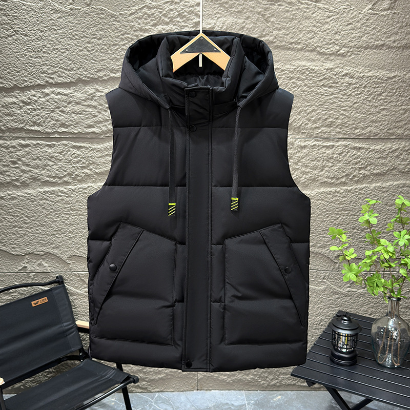 2025 New Cotton Vest Men's Handsome Warm Vest Autumn and Winter Trendy Casual Removable Hat Vest Cotton Vest 2025 New Cotton Vest Men's Handsome Warm Vest Autumn and Winter Trendy Casual Removable Hat Vest Cotton Vest