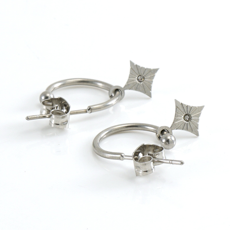 Fashion Star Flower Skull Stainless Steel Plating Hollow Out Ear Studs 1 Pair