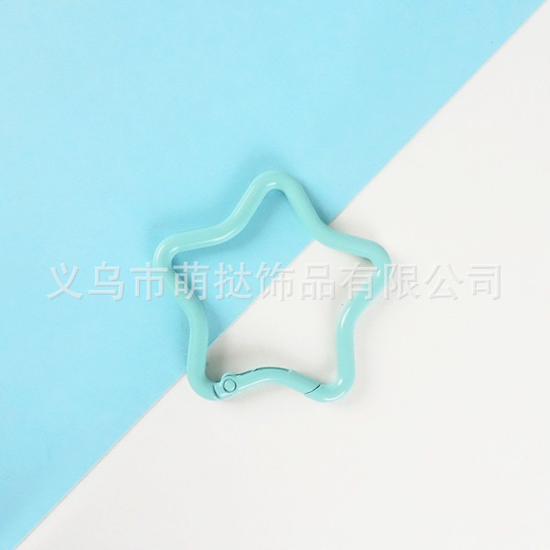 马卡龙彩色烤漆合金五角星钥匙扣糖果色背包外挂挂钩diy饰品配件|undefined