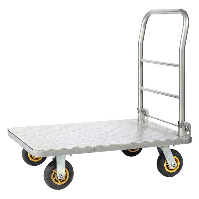 Усиленная стальная тележка, платформенная тележка, тележка-каталка, прицеп, бесшумная тележка, транспортная тележка, малая тележка, для перевозки грузов, складная.