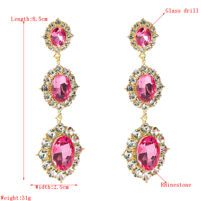 Creative Trend Oval Glass Rhinestone Alloy Earrings display picture 1