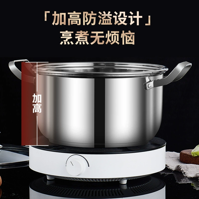 Кастрюля Stock Pot из нержавеющей стали для супов и рагу, индукция/газ, толстостенная, большой объём, 22/24/26 см