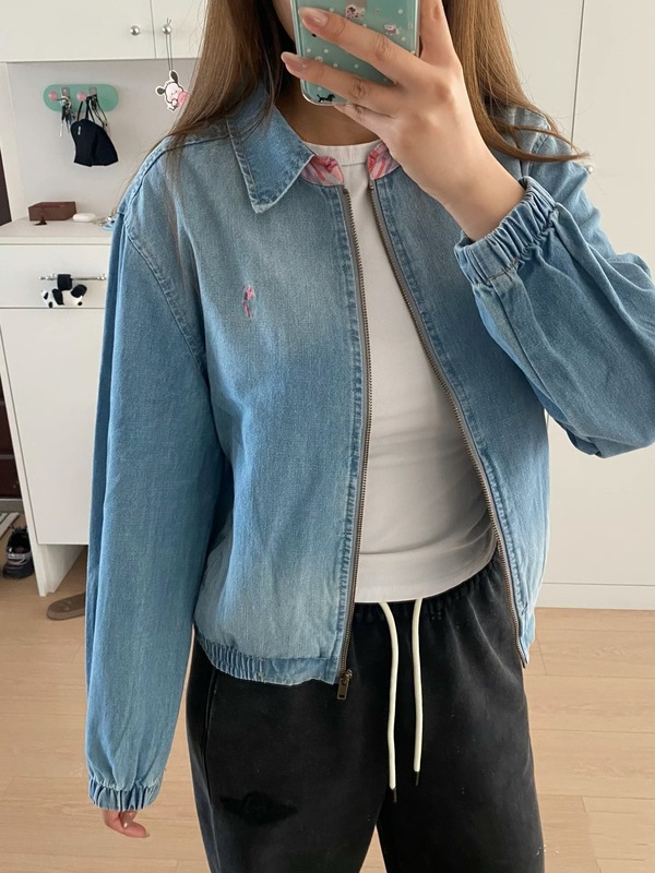 RL拉夫哈灵顿夹克牛仔立领拉链外套小马刺绣美式复古哈灵顿外套女|undefined