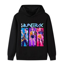 Kpop猎魔女团印花图案中大童儿童男女孩连帽衫卫衣B1221