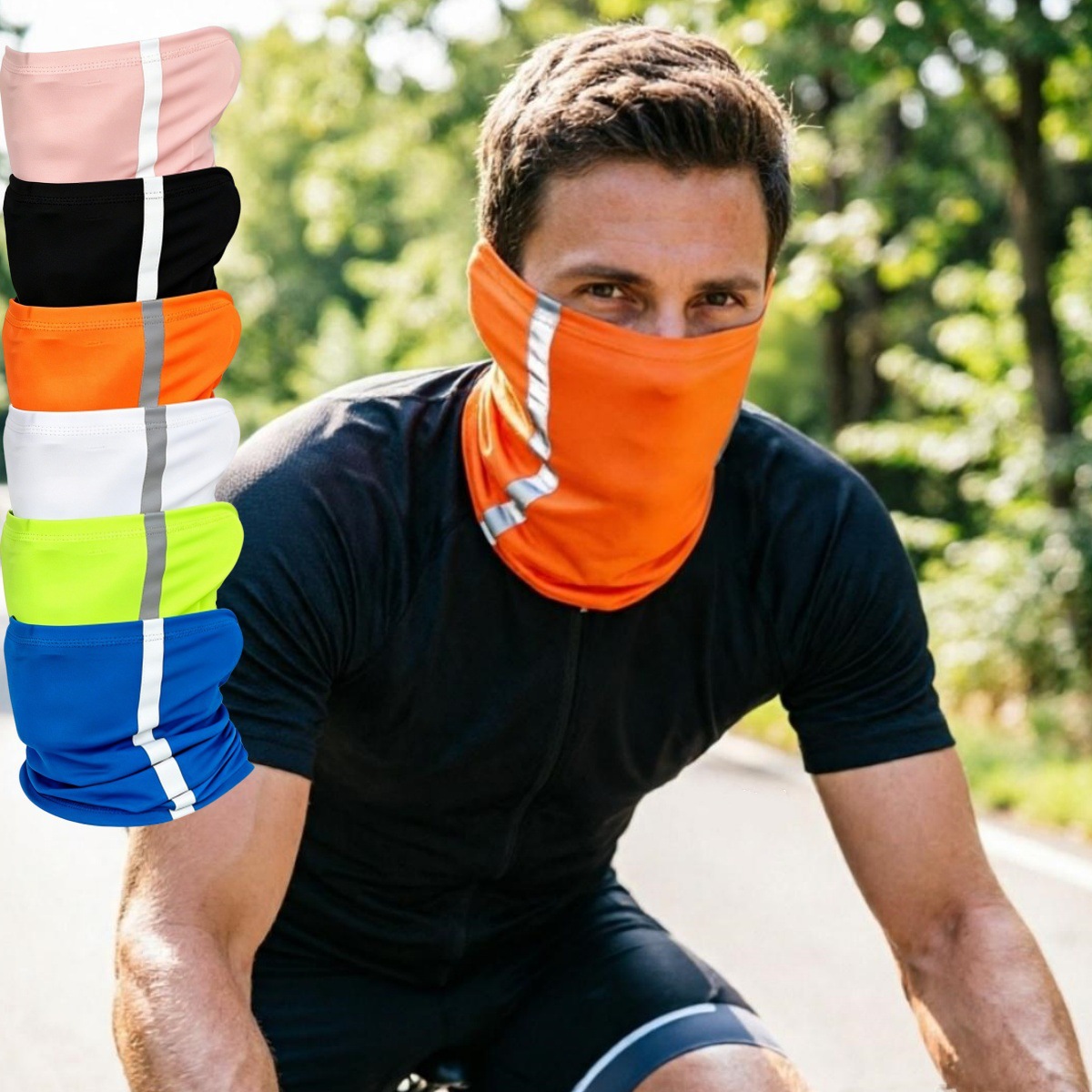 Summer Ice Silk Scarf for Men and Women, Outdoor Reflective Strip Safety Cycling Sun Protection Mask, Breathable Neck Gaiter, Anti-Uv Face Towel