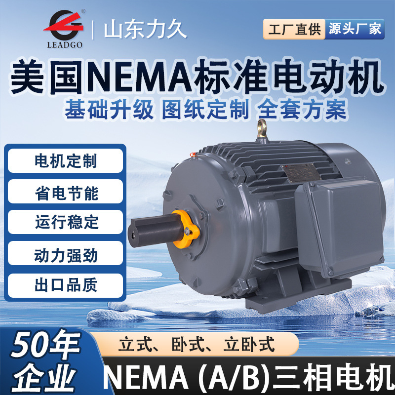 美国NEMA标准超高效三相异步电动机机械设备动力配套CC/CSA认证