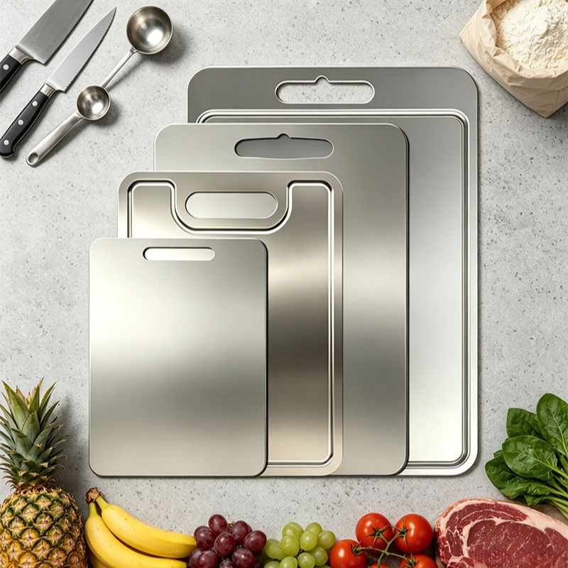 Cross-Border Hot-Selling Thickened Pure Titanium Cutting Board for Kitchen Use, Double-Sided, Antibacterial, Anti-Mold, with Grooves, Fruit Cutting Board