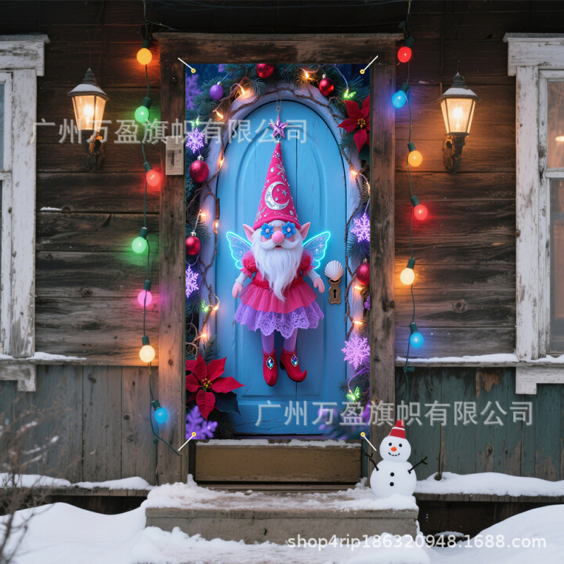 Amazon クロスボーダー新製品クリスマスドアカーテンフラグ屋外写真撮影クリスマスパーティーエルフお祝い装飾|undefined