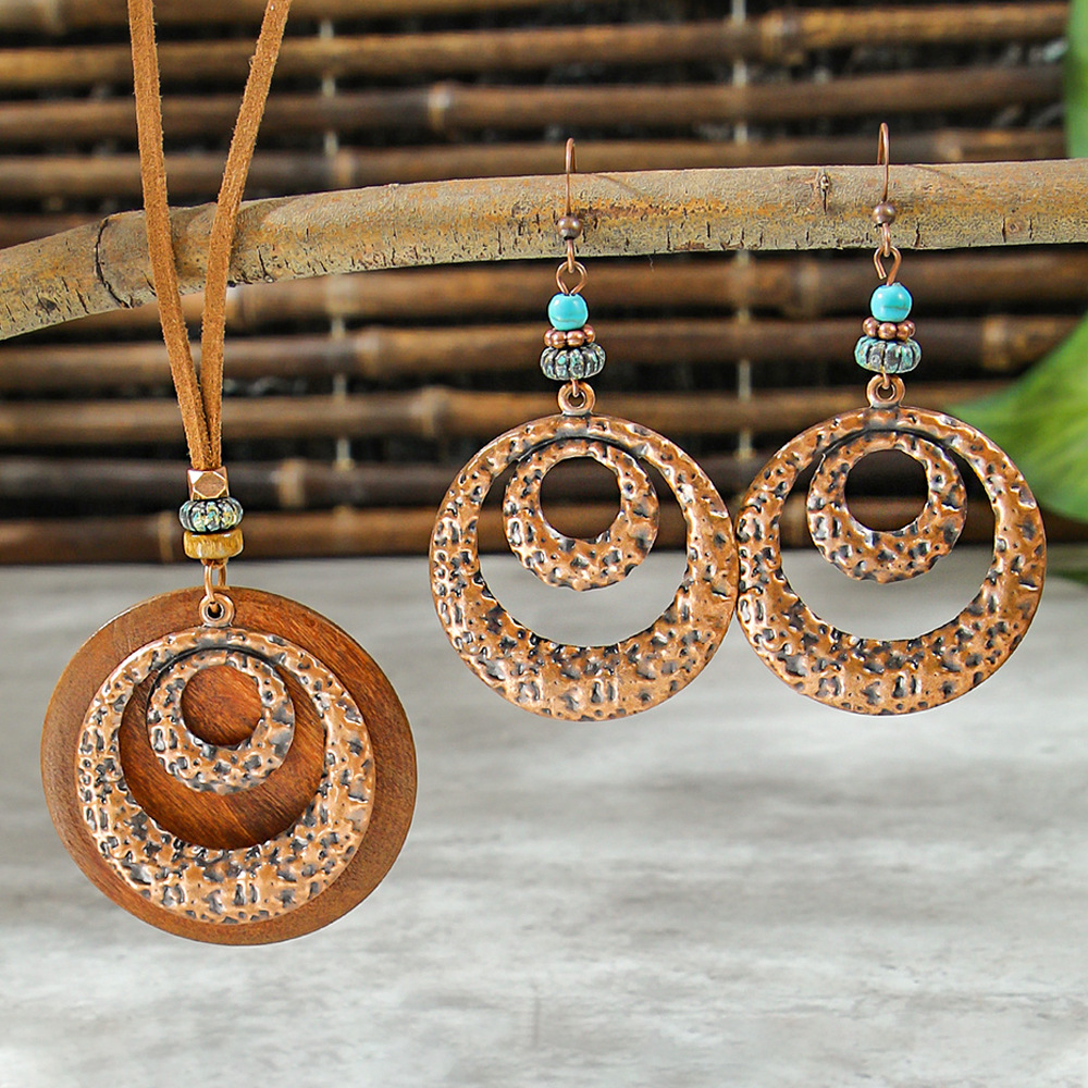 Bohemia Dream Catcher borla pendientes collar de madera estilo étnico largo borla colgante accesorios suéter cadena image 17