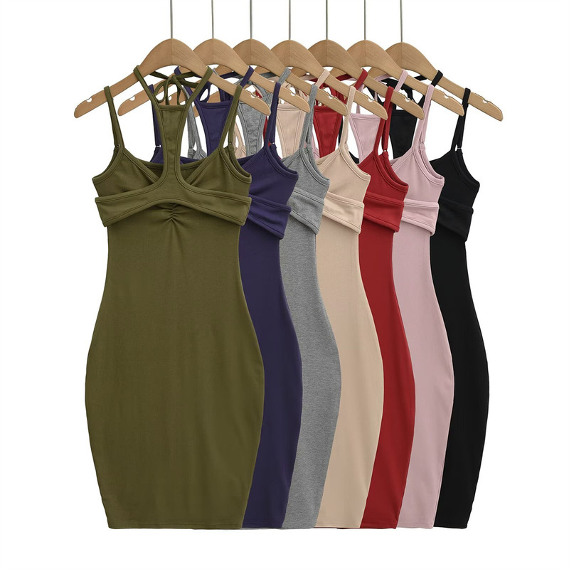 French Hollow Knot Two-Piece Knitted Dress for Women Summer Sexy Hot Girl Slimming Hip-Hugging Short Skirt