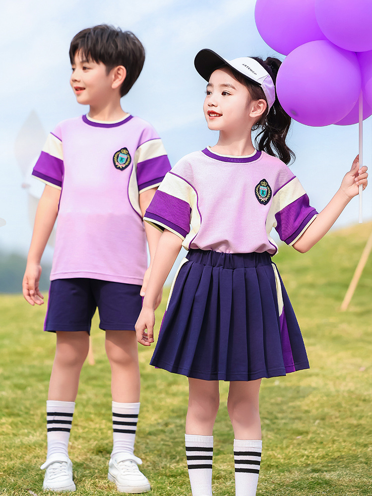 Uniform for students, summer set, children's sports short sleeve T-shirt for kindergarten 4