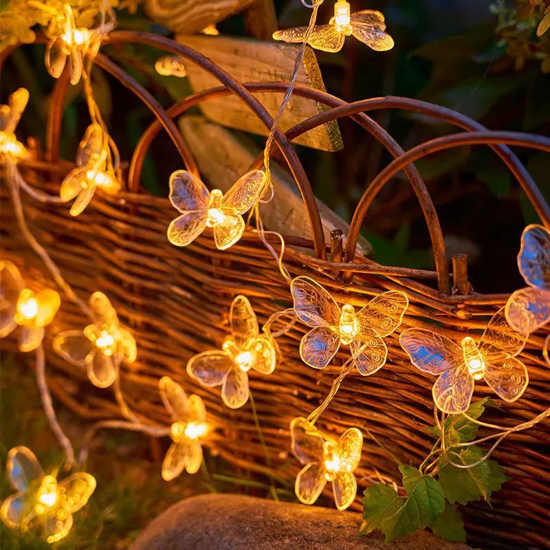 led星星灯蝴蝶彩灯串户外露营帐篷氛围灯串圣诞节日庭院装饰灯串