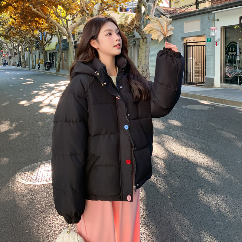 棉服女2024秋冬新款学院风短款宽松加厚面包服糖果色棉衣棉袄夹克