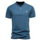 2023 New Foreign Trade Cross-border Zipper Cotton V-neck Short-sleeved T-shirt Men's Solid Color Embroidery Sports Base Men's T-shirt