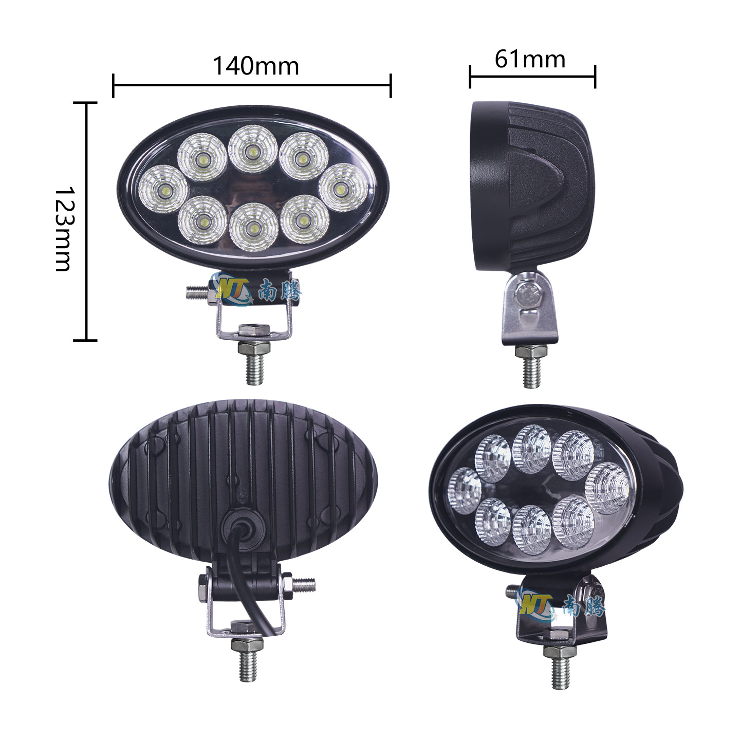 Luz LED de techo de visión amplia para cabina de tractor, luz de trabajo ovalada, luz para cosechadora, luz de techo de haz alto, superbrillante