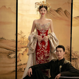 Wedding Dress for Bride 2025 New Chinese Style Wedding Gown Mermaid Dress Xiuhe Suit Engagement Strapless Cheongsam