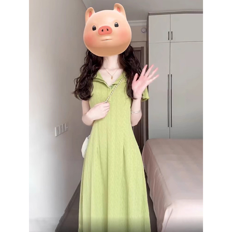 2025 Fashionable and Simple French Style Nursing Dress Summer New High-End Slim Long Skirt for Small People