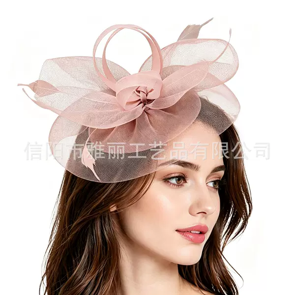 Amazon Cross-Border New Bridal Hat and Hairpin, Elegant Retro Mesh Hat and Hairpiece for the Horse Racing Festival