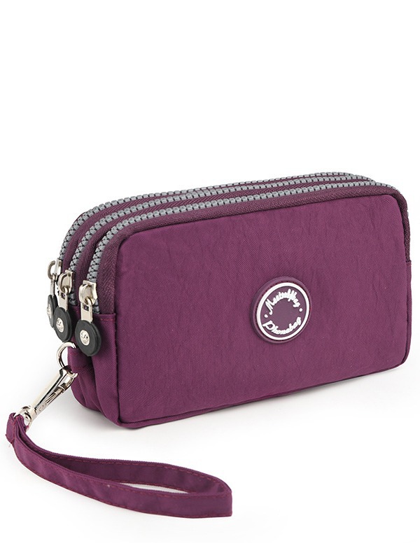 Monedero de Tres Cremalleras, Compacto para Teléfono y Llaves, Impermeable, Estilo Mamá