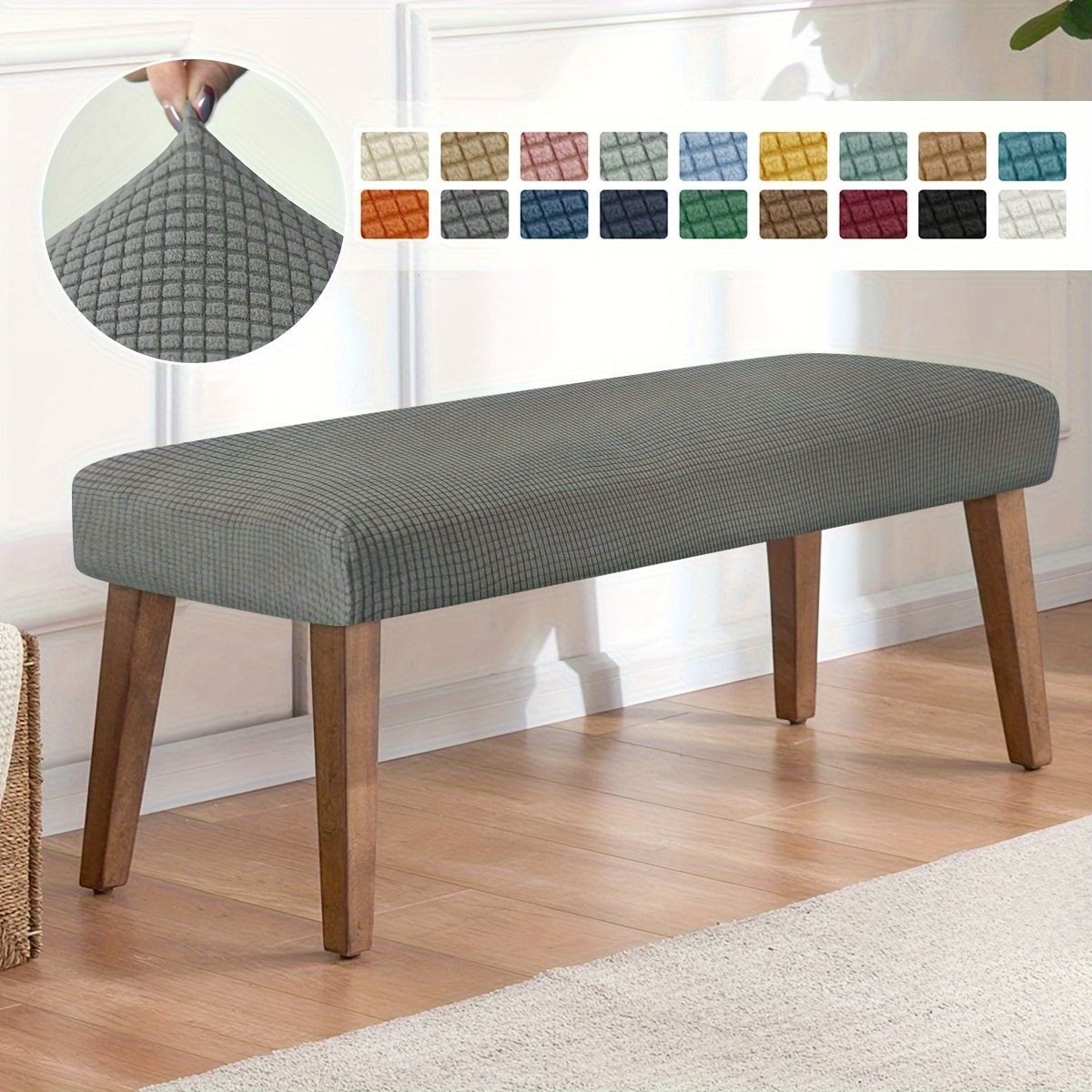 Nordic Corduroy Elastic Bench Cover Footstool Dust Cover Headboard Bench Cushion Cover Waterproof Oil-resistant INS Style