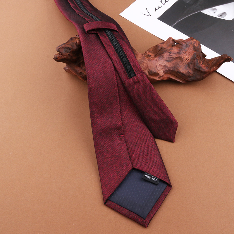 酒红微纹领带 (5)
