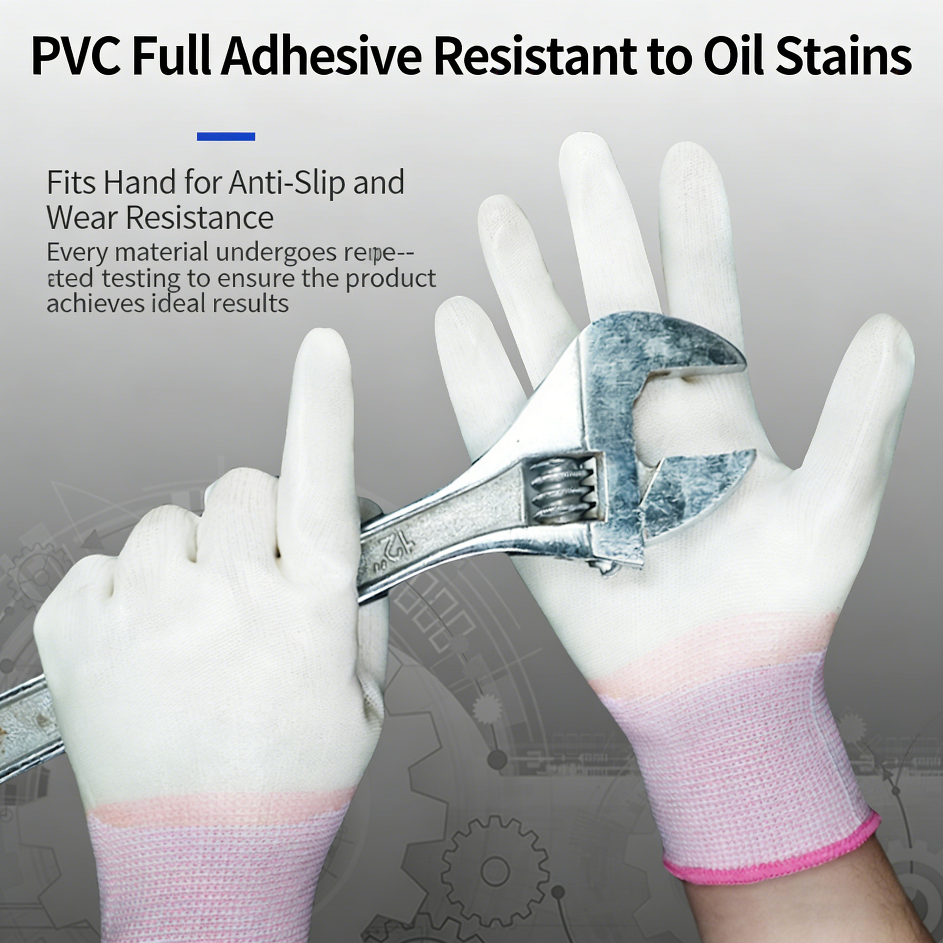 跨境专供pvc538满挂胶劳保手套工地防滑防油污手胶片满挂浸胶手套