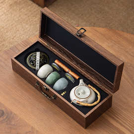 哥窑茶具套装一壶三杯开业实用伴手礼公司会议活动香道礼品随手礼