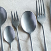 Matte tableware stainless steel, retro dessert spoon, set, with snowflakes