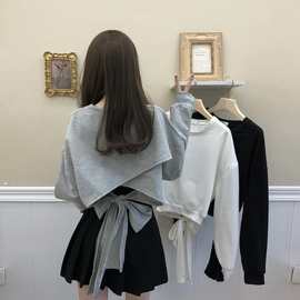 短款上衣女早春薄款2022新款韩版宽松设计感洋气长袖卫衣女ins潮