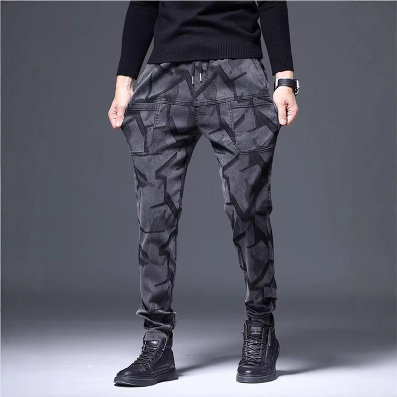 Men's Casual Pants with Six Pockets, Spring and Autumn Style, High-End Imitation Denim, Soft and Highly Elastic, Men's Style, 2025 New Popular Model