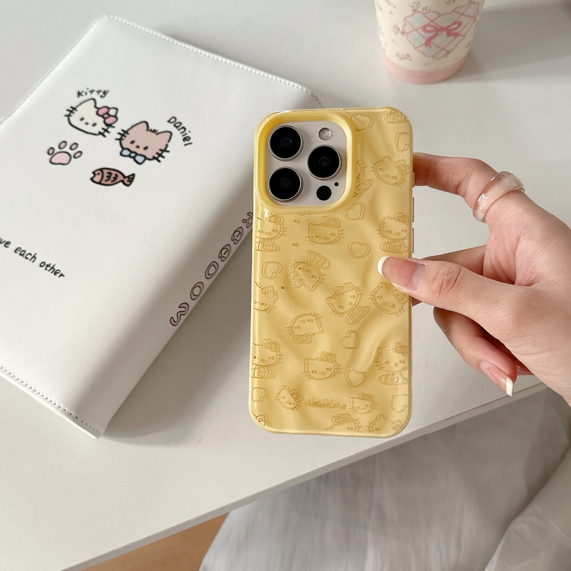 Diversión de dibujos animados dopamina KT gato para Apple 16PorMax funda para teléfono 15Pro pareja 14/13 nuevo 15PM