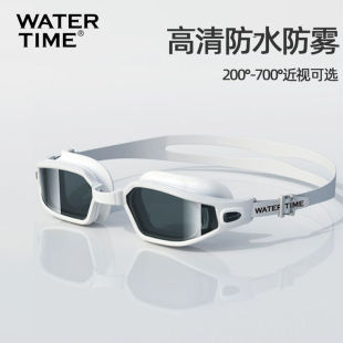 Watertime Swimming Goggles for Men and Women with Myopia with Degree High-Definition Anti-Fog Waterproof Large Frame Swimming Goggles and Swimming Cap Set