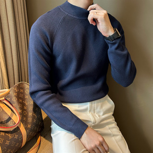 Half turtleneck sweater men's bottoming shirt autumn and winter 2024 new warm knitted sweater sweater trendy slim fit versatile